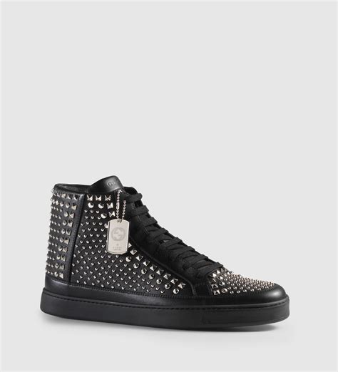 gucci studded sneakers toe high top|luxury high top sneakers men.